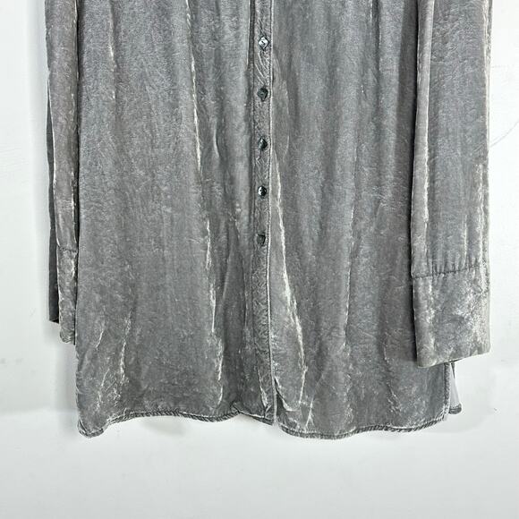 J.JILL crushed Velvet Tunic Blazer Womans Petite Small Silver‎ Pewter - Picture 4 of 10
